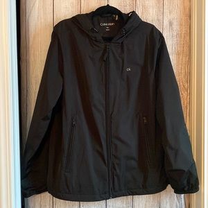 Calvin Klein Mens Black Rain/Lightweight Coat. Black, Medium, Water Repellent.
